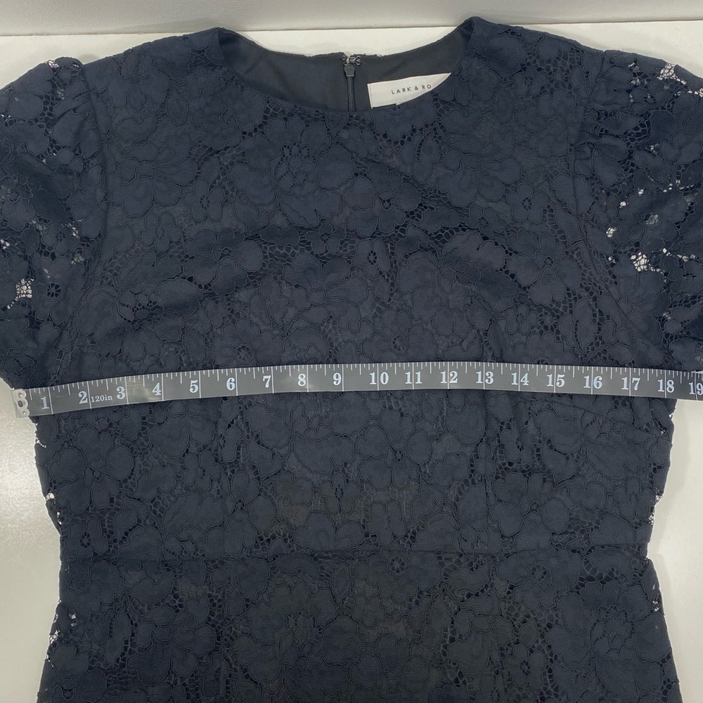 Lark & Ro Black Floral Lace Overlay Cocktail Dress LBD Little Black Dress 12 - Picture 9 of 15
